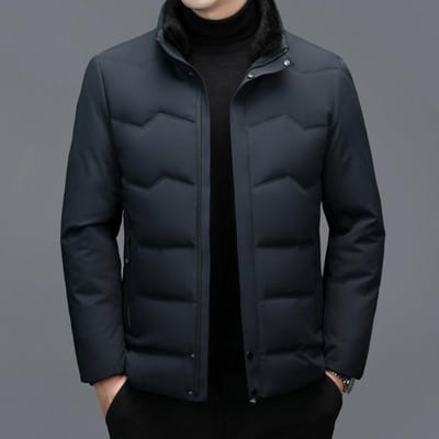Veste d'hiver épaisse pour homme, courte et décontractée, à revers, chaude, grande taille 4XL black