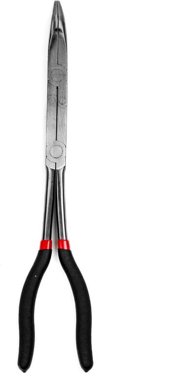 Hofftech Langneustang - Dubbel scharnier - Gebogen bekken 45° - 330 mm - Rood/Zwart