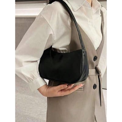 Minimalistische Tas Retro Okseltas Dames Effen Kleur Handtas 1 Effen Kleur Materiaal Modieuze Minimalistische Tas one-size zwart