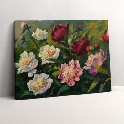 Wallfluent Foto Op Canvas Prachtige bloemen geschilderd - 80 x 60 cm - Groente Schilderij Canvas - Bloemen en Planten Canvas Doek Foto - Natuur Schilderij Doek - Kunst Schilderijen Op Canvas Doek