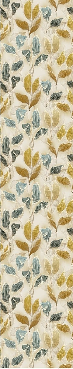 Voorgelijmd vliesbehang - Vintage gele, bruine en blauwe bladeren - 1 rol van 300x60 cm