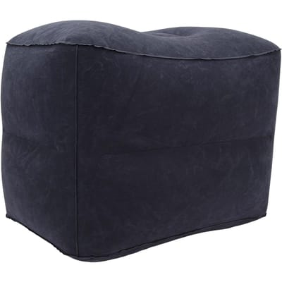 Oreiller Repose-Pieds Gonflable Double Couche Valve d'Air Unique PVC Flocage Portable Réduisant la Fatigue black