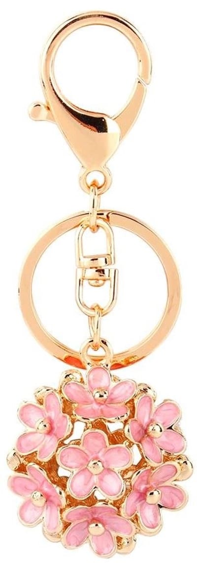 Dailygoody - Bloem Sleutelhanger - Roze Kristallen - Elegante Toegangsdecoratie - Sleutelhanger voor Dames - Charmante Hanger voor Auto - Trendy en St...