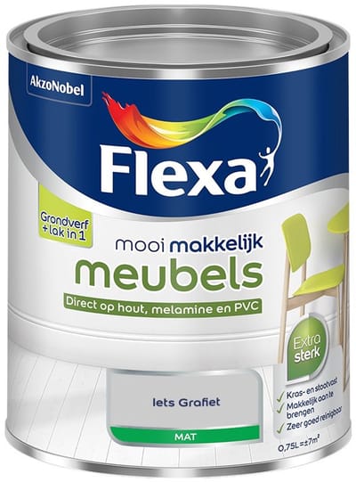 Flexa - Mooi Makkelijk Meubels Mat - Iets Grafiet - Mengverf - 750 Ml