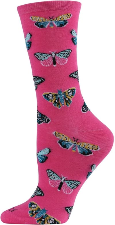 Butterfly Bamboo Dames Crew Sokken - 3 Paar - Carmine Rose / Light Blue / Med Gray Heather - Maat (9-11)