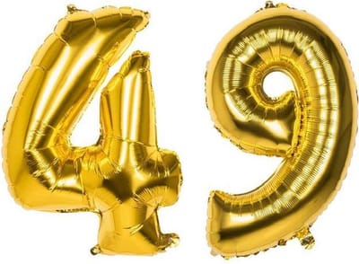 49 Jaar Folie Ballonnen Goud - Happy Birthday - Foil Balloon - Versiering - Verjaardag - Man / Vrouw - Feest - Inclusief Opblaas Stokje & Clip - XXL - 115 cm
