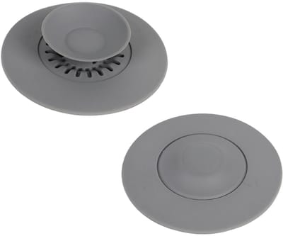 Dailygoods- Afvoerstop Set van 2 - Flexibele Silicone - Zeeffunctie - Diameter 10,8 cm - Voor Wastafel/Spoelbak - Betrouwbare Afdichting - Afvoerplug