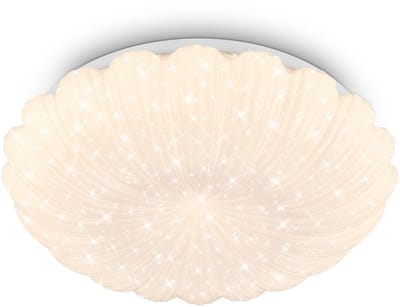 BRIlONER Cosmo - LED Plafondlamp - plafonniére met warm wit licht - sterrenhemel effect - gegolfde rand - Ø28.5cm - wit