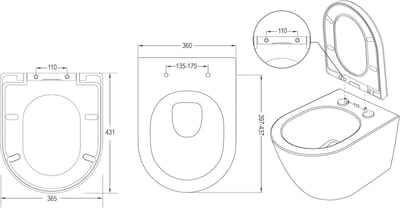 Toiletbril - WC Deksel - Badkamer Vernieuwen - Soft-close Mechanisme - 155 mm Spoelafstand - Wit