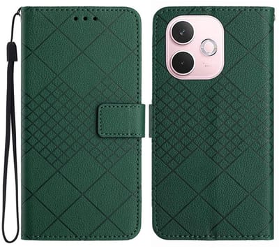 Coverup Hoesje - Geschikt voor OPPO A5 Pro 5G Hoesje - Coverup Rhombus Book Case - Groen