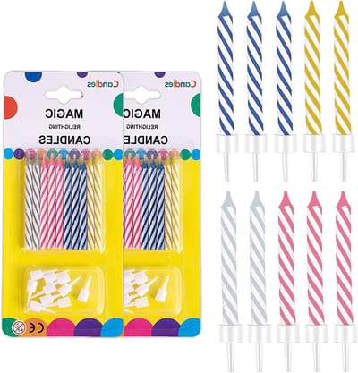 Magic Relighting verjaardagskaarsen, 20 stuks taartkaarsen, grappige kaarsen voor verjaardag, feest, Kerstmis, viering (2 verpakkingen)