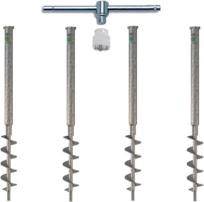 Grondanker Set - Bodemverankering T-anker - Paviljoen Bevestigen - Thermisch Verzinkt Staal - 75 cm - Zilver