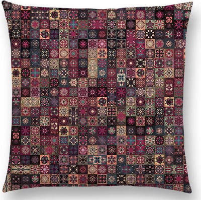 Mandala kussenhoes Purple Diamond – DUBBELZIJDIG BEDRUKT – stevig grof linnen design - 45 x 45 cm - 6 kleuren