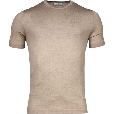 Thomas Maine Trui Fine Merino Crew Neck Short Sleeve Single Knit Beige / male