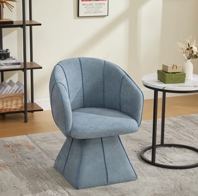 Fauteuil – Draaistoel Van Chenille – Enkele Stoel – Ergonomisch Met Hoge Rugleuning En Armleuningen – Voor Woonkamer En Slaapkamer – Blauw