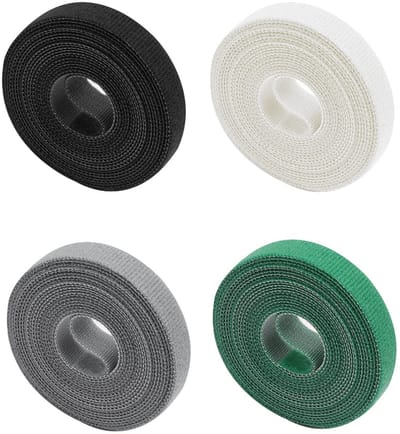 Dailygoods- Plantenbinder 4 Rollen - 3 m x 15 mm - Herbruikbaar Klittenband - Weerbestendig - Nylon - Zelfvergrendelend - Kabelbinder