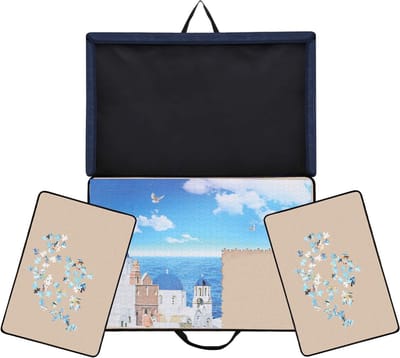 Puzzelkoffer – Puzzelmap – Puzzelmat 1000 Stukjes – Puzzelbord - Puzzelbord met Opbergsysteem – Puzzelmat met Puzzel Sorteerbakjes - Puzzel Opbergsysteem - 78 × 53cm