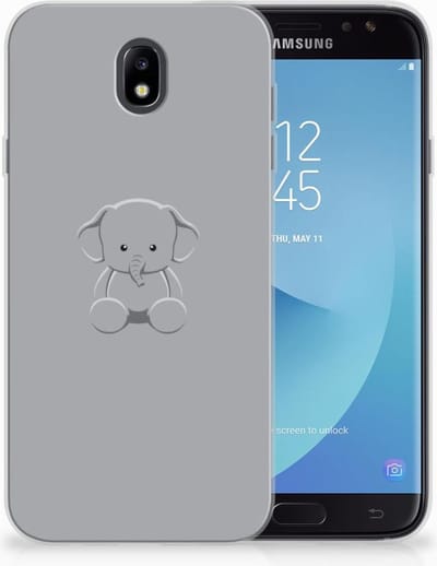 Samsung Galaxy J7 2017 | J7 Pro Telefoonhoesje met Naam Grijs Baby Olifant