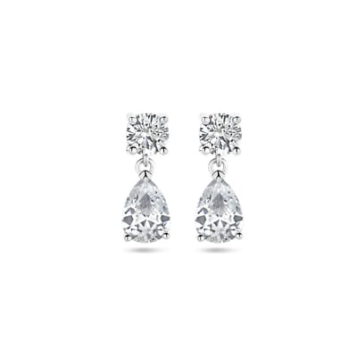 Zilver Gerhodineerd Oorhangers Zirkonia 1337635