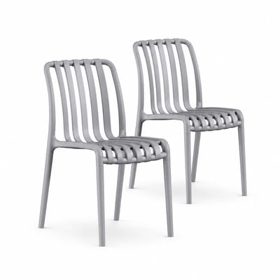 DS4U® - Max tuinstoel - Set van 2 - Grijs - Kunststof - Stapelbaar