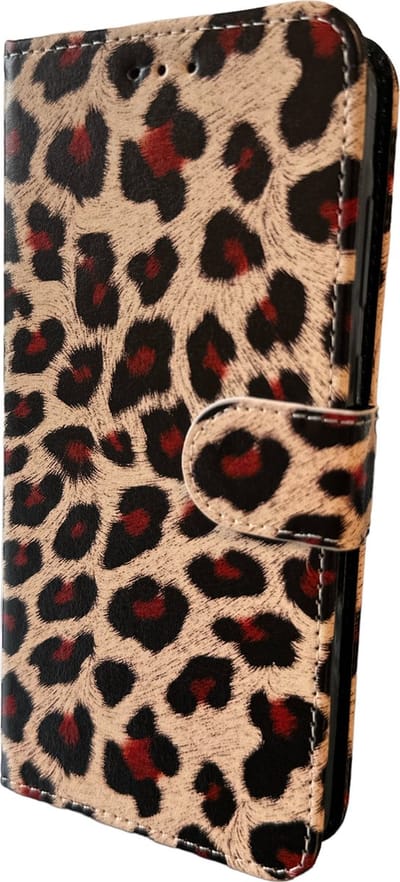 Elite Bookcase Geschikt voor: Samsung Galaxy A14 hoesje - Pasjeshouder - Portemonnee - Kunstleer - Luipaard Print