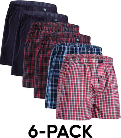 DANISH ENDURANCE Losse Boxershorts biologisch katoen Heren Ondergoed - Knoopgulp - 6-pack - Blauw/Rood Mix - Maat XXL