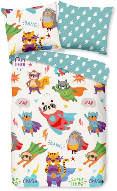 Good Morning dekbedovertrek superheld dieren - Peuter 120x150 cm - Multi - 100% Katoen renforc�