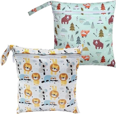 Natte Luiertas - Luierzak - Baby Verzorgen - Waterdichte Coating - 30 x 28 cm - Dierenprint