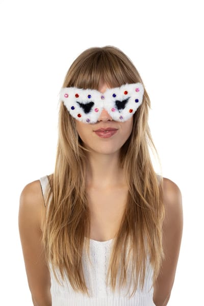 KIMU® Hartjes Bont Zonnebril - Wit Montuur Steentjes Kunststof - Zwarte Glazen - Diamantjes Juwelen Valentijn Cupido Zonnebril Bril Zacht Dons Festival