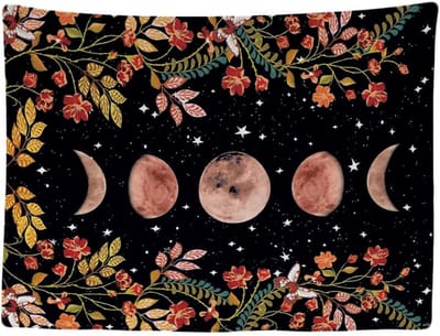Ulticool Wandkleed - Maan Tarot Kaarten Horoscoop Natuur Bloemen - 200x150 cm - Groot wandtapijt - Decoratie Versiering Landelijk Herfst voor Binnen Hangend Hangdecoratie Poster - Tiener Meisje