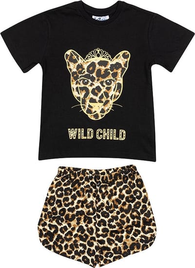 Fun2Wear - Wild Child Shortama Tiener | Zwart - Katoen - Maat 140