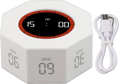 Productiviteit Timer Kubus - Tijdmanagement Kubus - Efficiënt Werken - 7 Voorgeprogrammeerde Tijden - 5.8x5.8x2.8cm - Wit