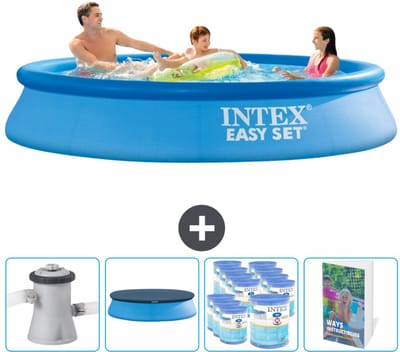 Intex Rond Opblaasbaar Easy Set Zwembad - 305 x 61 cm - Blauw - Inclusief Pomp Afdekzeil - Filters - Zwembadgids