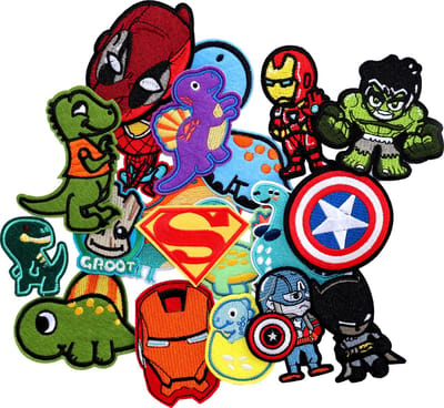 Rainbecom - Helden en Dinosaurus 20 delige set - Patches - Strijk Embleem - stof & strijk applicatie