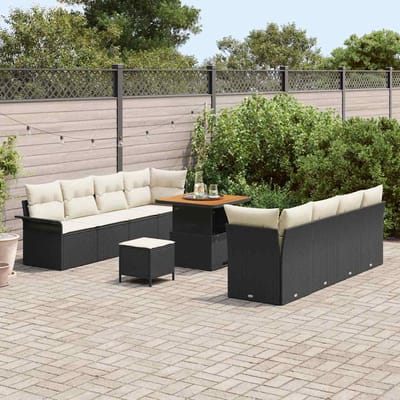 vidaXL Tuinbank Set met kussen Zwart en Crème 80 x 80 x 71 cm