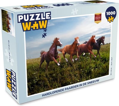 Puzzel Hardlopende paarden in de sneeuw - Legpuzzel - Puzzel 1000 stukjes volwassenen