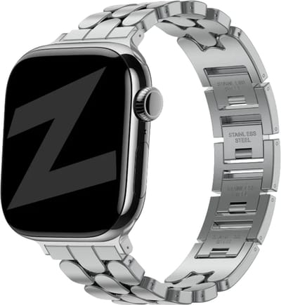 Bandz Stalen 'Oval' bandje geschikt voor geschikt voor Apple Watch 1/2/3/4/5/6/7/8/9/10/11/SE/SE2/SE3 - Maat: 38/40/41/42mm - Zilver