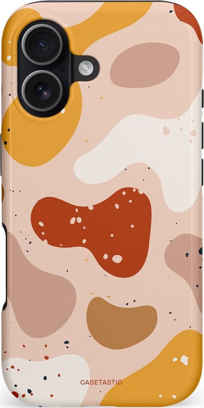 Casetastic hoesje geschikt voor Apple iPhone 17 - MagSafe - Dubbellaagse bescherming - Terrazzoque - Fashion Case - Zand Perzik Okergeel Lichtgrijs
