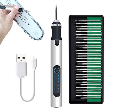 Elektrische Graveerset - Graveerpen Kit - Materialen Bewerken - Drie Snelheden Instelbaar - 181 g - Zilver