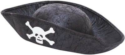 Rubies Carnaval verkleed hoed voor een Piraat - zwart - polyester - kinderen