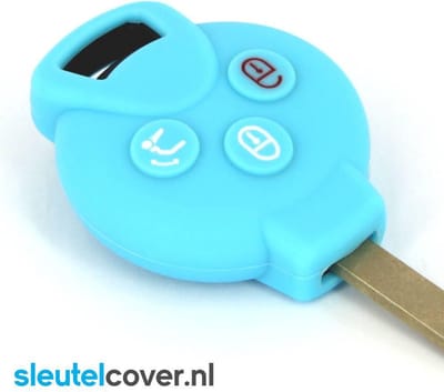 Autosleutel Hoesje geschikt voor Smart - SleutelCover - Silicone Autosleutel Cover - Sleutelhoesje Lichtblauw