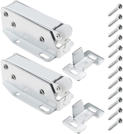 Cosensi- Deurklink Zilver - 2 Stuks - Push-Type Slot - Kastdeur Klink - Automatische Veergesp - Duurzaam Metaal - Kastslot