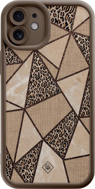 Casimoda® hoesje - Geschikt voor iPhone 11 - Leopard Abstract - Effen telefoonhoesje met lensbescherming - Siliconen/TPU - Backcover - Bruin/beige