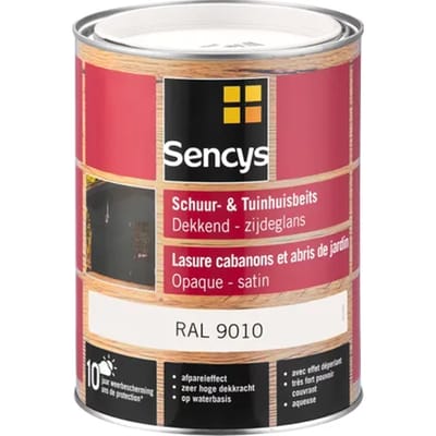 Sencys Tuinhoutbeits Tuinhuis En Schutting Dekkend Zijdeglans Ral9010 2,5l
