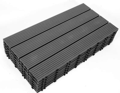 Terrastegels 60x30cm 6 stuks 1m² WPC Tegels Balkon Terras of Vlonder Snelle Montage Vlondertegel Tuintegels Terrasplanken Balkon vloer Kliktegels Buiten tegels Donkergrijs