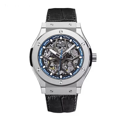 Soraro Automatische Horloge Blauw & Zilverkleurig | Waterafstotend | 44mm | Cadeau Giftbox | Leer | Rubber | Zwarte Band | Automatic Horloges | Automatisch Watchwinder | Herenhorloge
