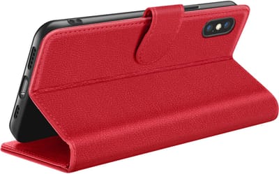 Zanae, Hoesje geschikt voor iPhone X / XS - Wallet Case met Stand & Magneetsluiting, Rood