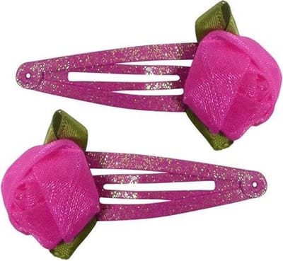 Haarsoires Haarspeld Klikklak 5cm - Roos Bloem - Glitter - Roze - Set van 2 - Haarclip Speldjes - Makkelijk in Gebruik - Haaraccessoires voor Volwassenen & Kinderen - Hair Clip - Decoratieve Haaraccessoire