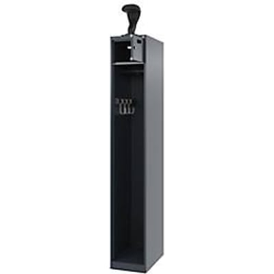 Brandweerkluis C+P Evolo PRAKTUS, 1 compartiment, helmhouder, met sokkel, vloerglijders, B 300 x D 500 x H 1850 mm, RAL 7016 antracietgrijs