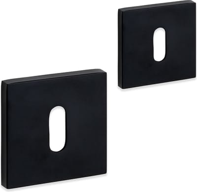 Slim Line baardsleutel rozet set - slechts 6mm dik - mat zwart - vierkant model - incl. bevestigingsmateriaal